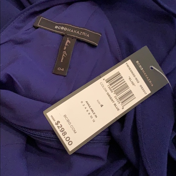 BCBGMaxAzria Elise cold shoulder Ruffle dress Blue - Picture 12 of 12